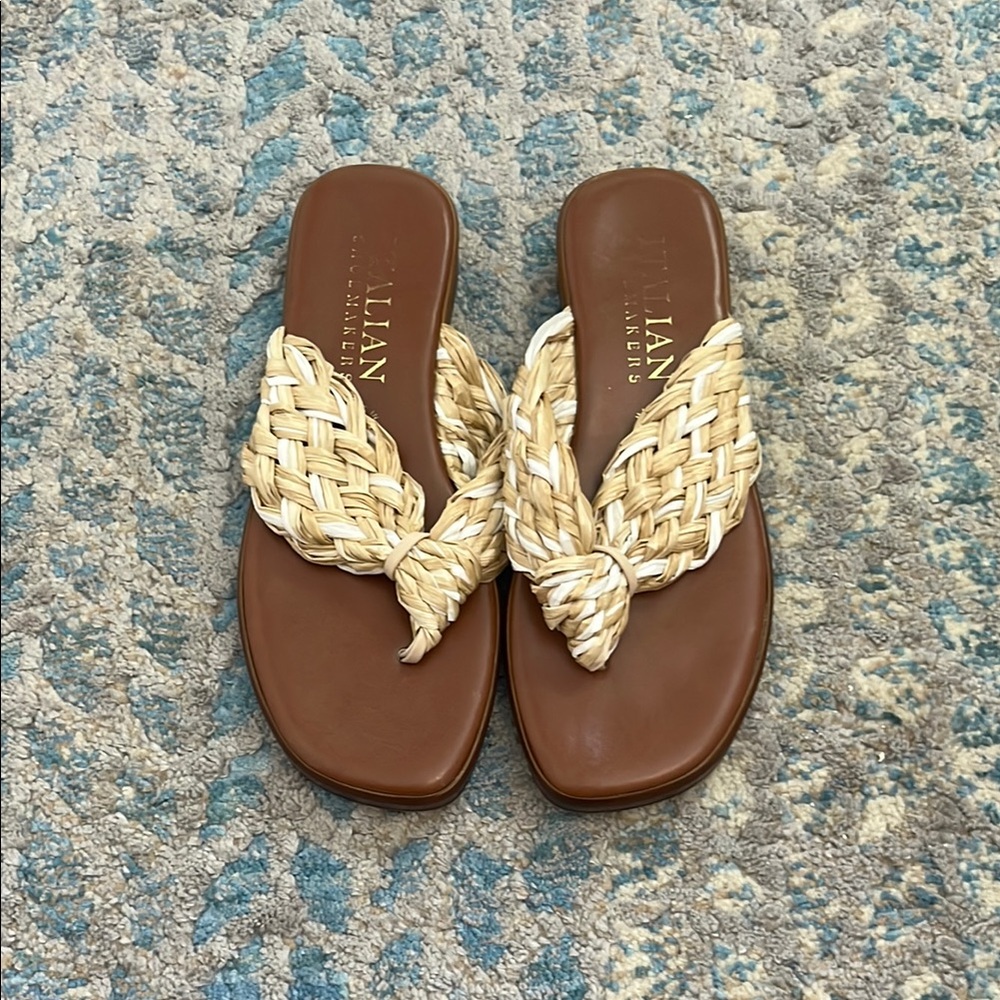 Italian Shoemakers Tan Sandals with Braided Design